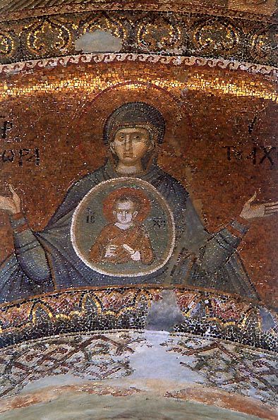 Mosaic of the Virgin of the Sign in the Church of the Monastery of the Savior in Chora, Istanbul